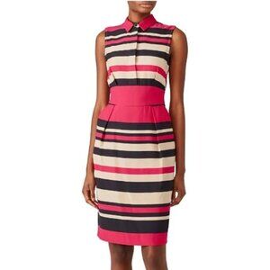L.K.Bennett‎ Women's Martha Striped Sleeveless Shirt Pink Dress Size 8 Preppy